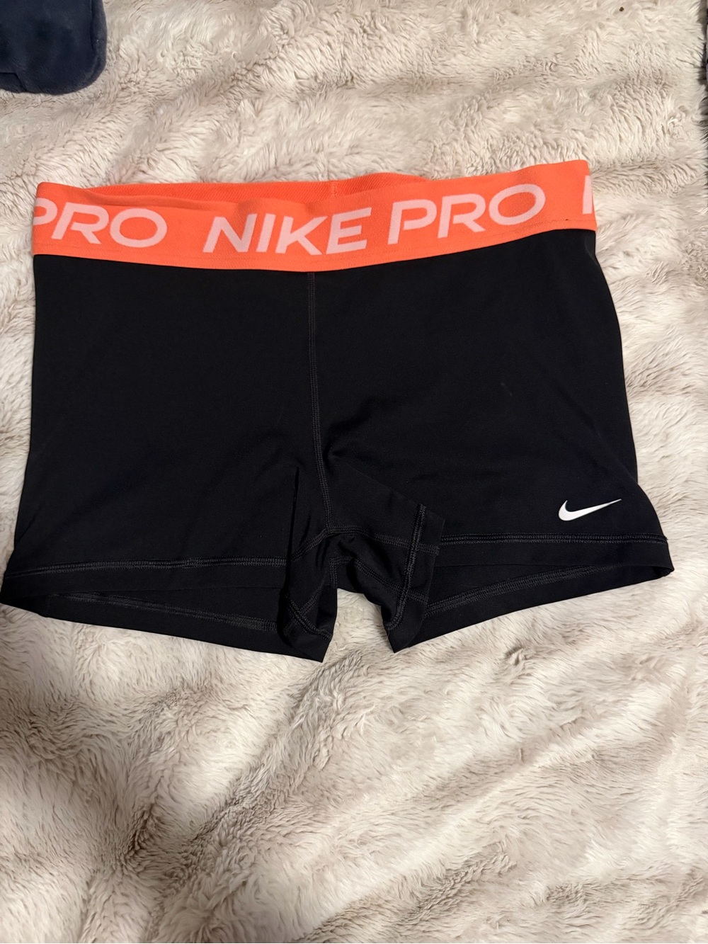 Nike Pro Black Bike Shorts with Coral Waistband